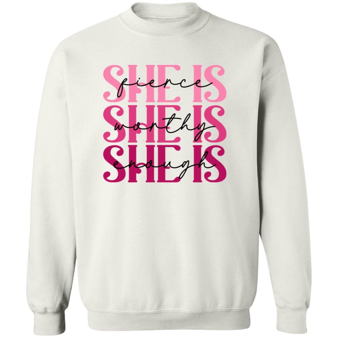 She Is Enough - Premium Graphic Unisex Sweatshirt, Breast Cancer Awareness