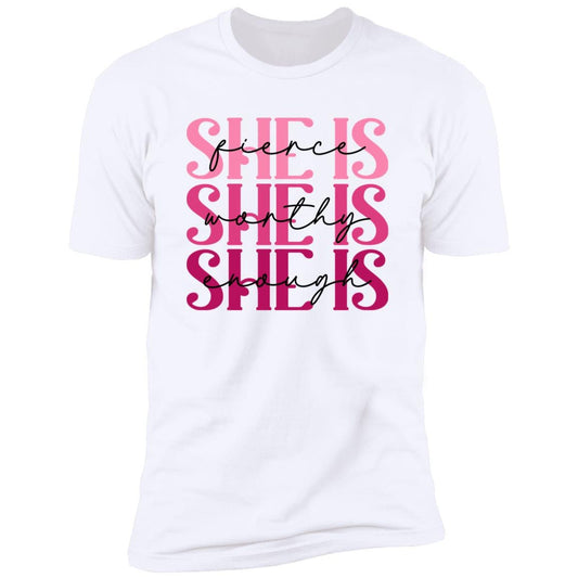 She Is Enough - Premium Graphic Tee Breast Cancer Awareness Unisex T-Shirt, Five Color Choices