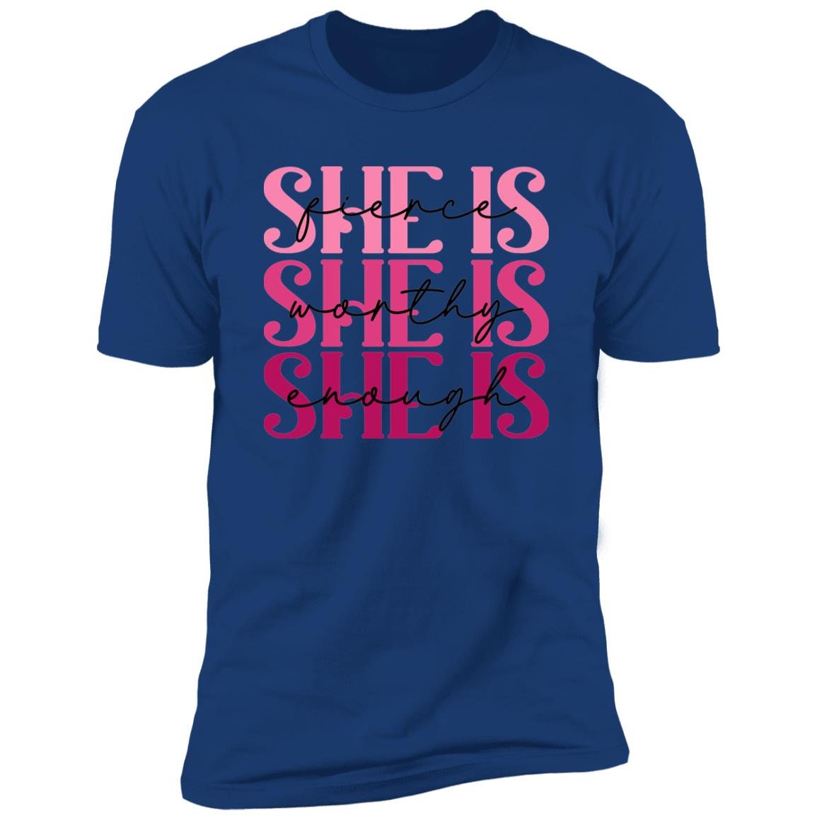 She Is Enough - Premium Graphic Tee Breast Cancer Awareness Unisex T-Shirt, Five Color Choices