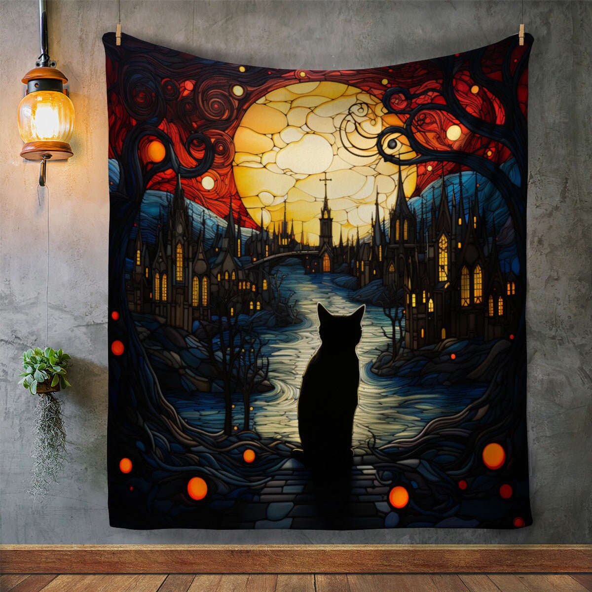 Black Cat At Your Door - Premium Plush Blanket