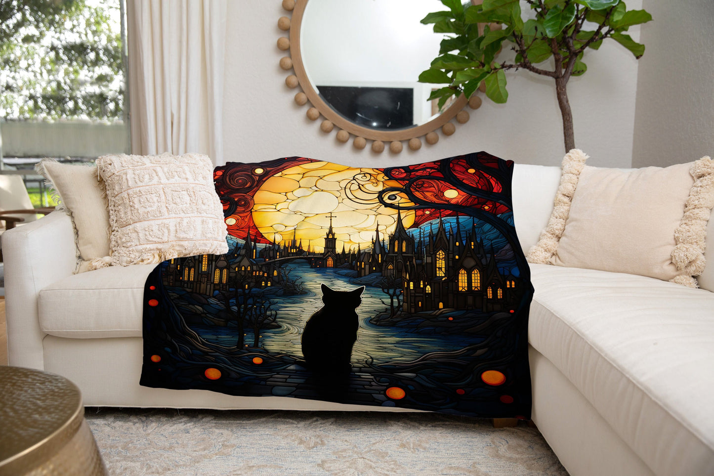 Black Cat At Your Door - Premium Plush Blanket