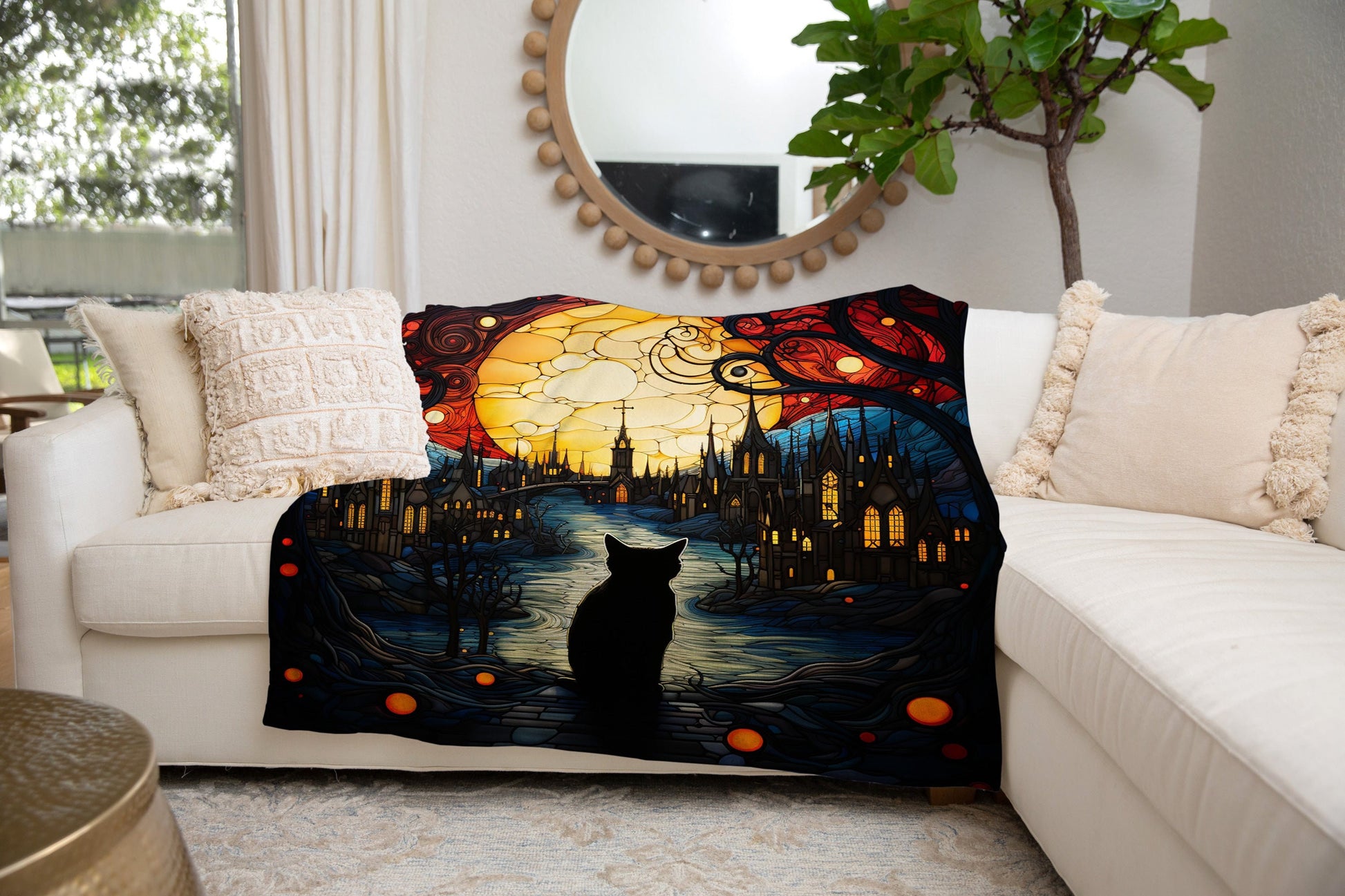 Black Cat At Your Door - Premium Plush Blanket