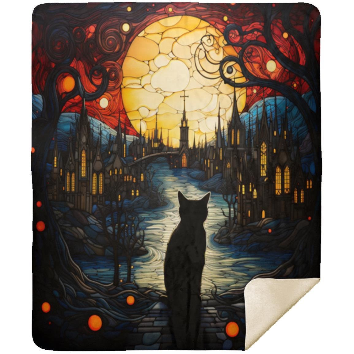 Black Cat At Your Door - Premium Plush Blanket