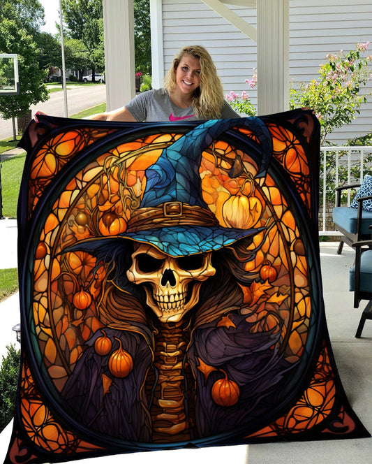 Warlock Skeleton - Premium Plush Halloween Blanket