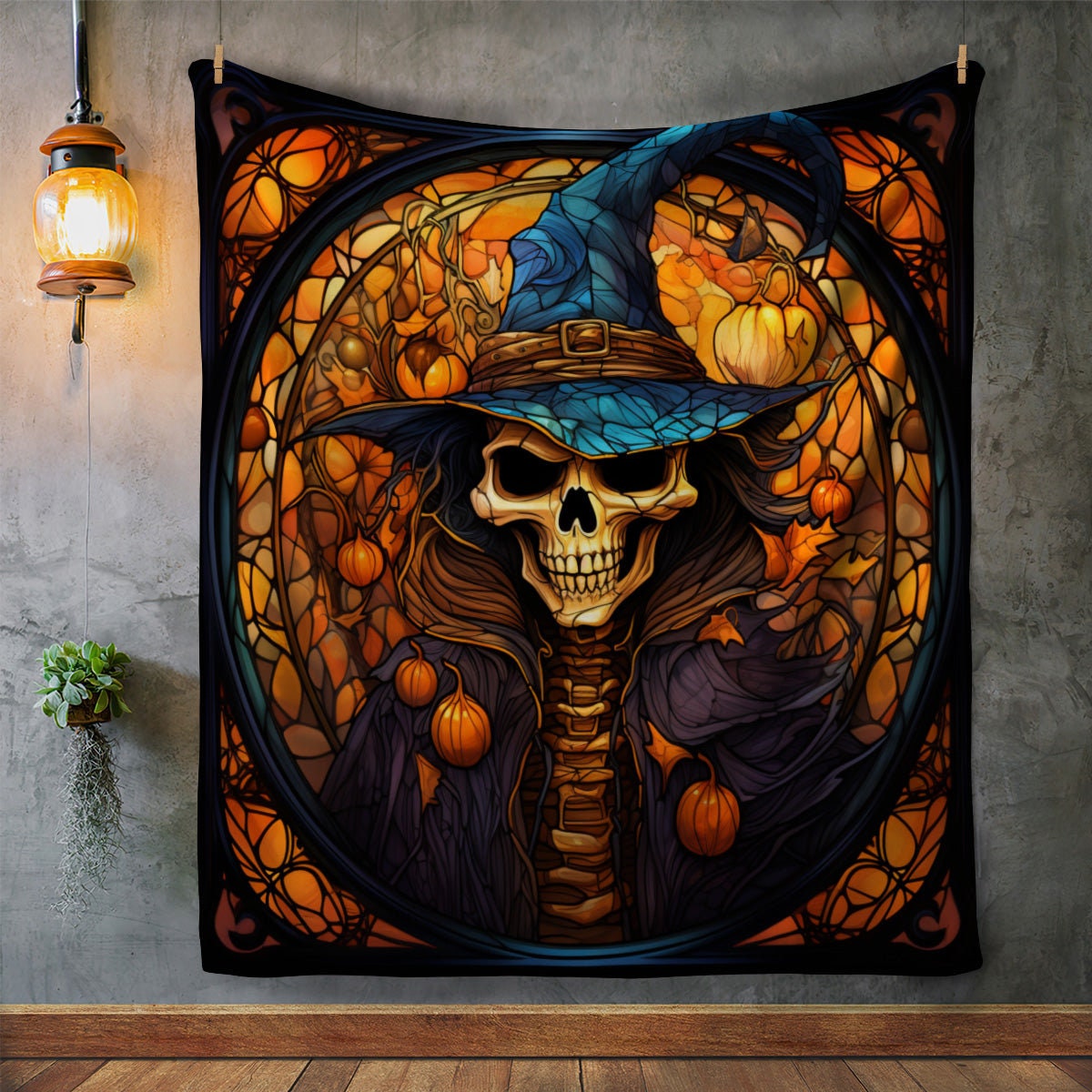 Warlock Skeleton - Premium Plush Halloween Blanket