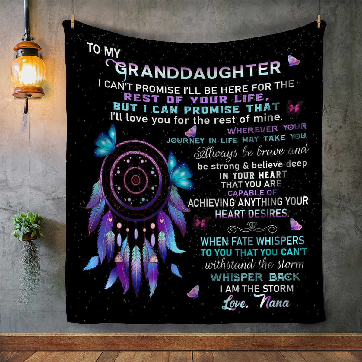 To My Granddaughter - Love Nana | Premium Plush Blanket, Gift Message for Granddaughter