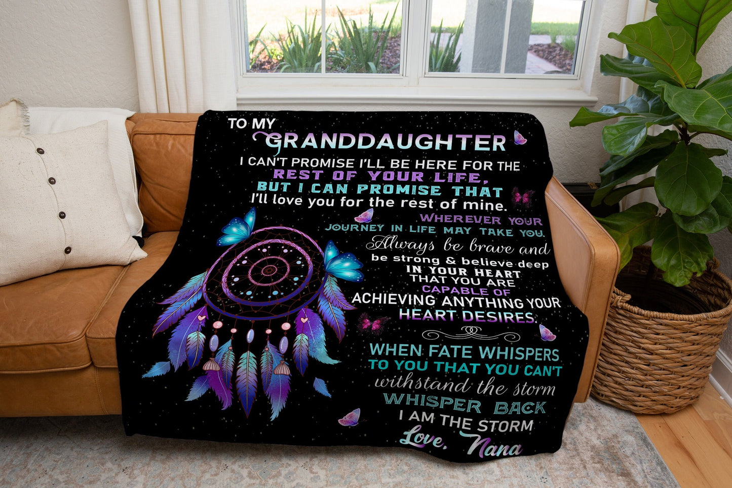 To My Granddaughter - Love Nana | Premium Plush Blanket, Gift Message for Granddaughter