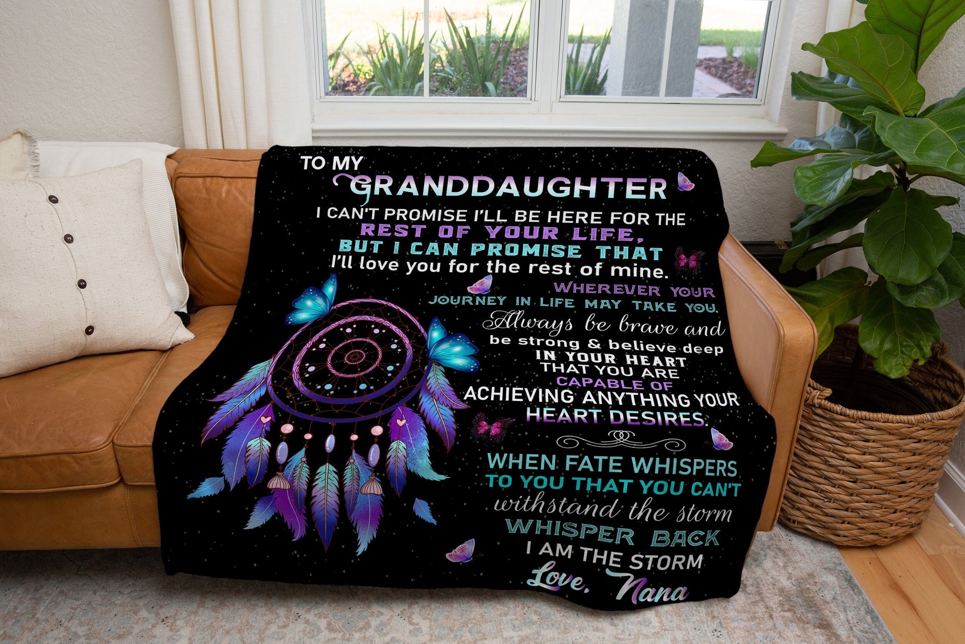 To My Granddaughter - Love Nana | Premium Plush Blanket, Gift Message for Granddaughter