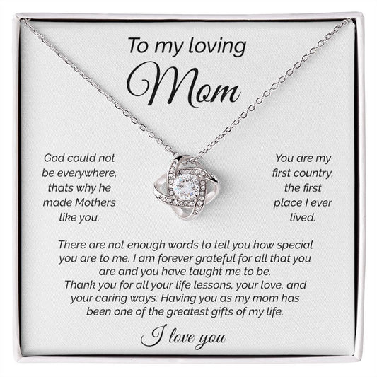 My Loving Mom - Forever Grateful - Love Knot Necklace
