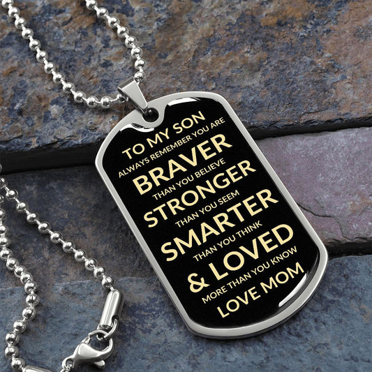 To My Son | Dog Tag Necklace, Gift from Mom, Gift for Son, Christmas, Birthday, Graduation Gift