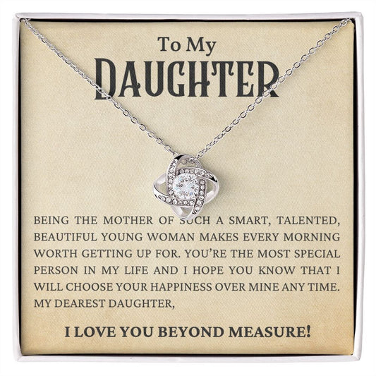 To My Daughter, Love Knot Necklace, Gift from Mom, Gift from Dad, Daughter Necklace, Daughter Gift, Daughter Valentines, Daughter Christmas