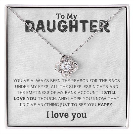 To My Daughter, Love Knot Necklace, Gift from Mom, Gift from Dad, Daughter Necklace, Daughter Gift, Daughter Valentines, Daughter Christmas