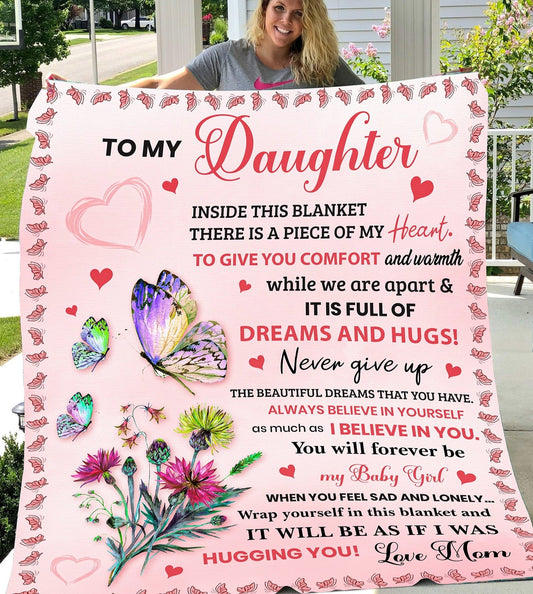 To My Daughter, Cozy Plush Fleece Blanket - 50X60, Daughter Gift, Mom to Daughter Throw Blanket Gift, Birthday Graduation Christmas Gifts