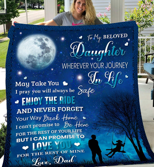 To My Daughter, Cozy Plush Fleece Blanket - 50X60, Daughter Gift, Dad To Daughter Throw Blanket Gift, Birthday Graduation Christmas Gifts