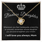 To My Badass Daughter, From Mom, Love Knot Necklace, Mother to Daughter Gift, Birthday Gift To Daughter From Mom, Daughter Necklace