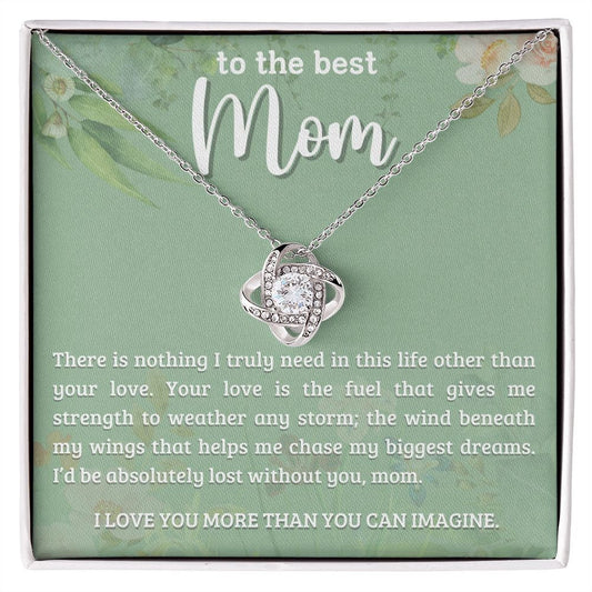 To The Best Mom, Love Knot Necklace, Mom Birthday Gift from Daughter, Mom Gift from Son, Christmas Gift for Mom, Valentines Gift for Mom