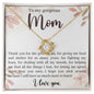 To My Gorgeous Mom Necklace, Love Knot Necklace, Mom Birthday, Gift from Daughter, Gift from Son, Christmas Gift for Mom, Mom Valentine Gift