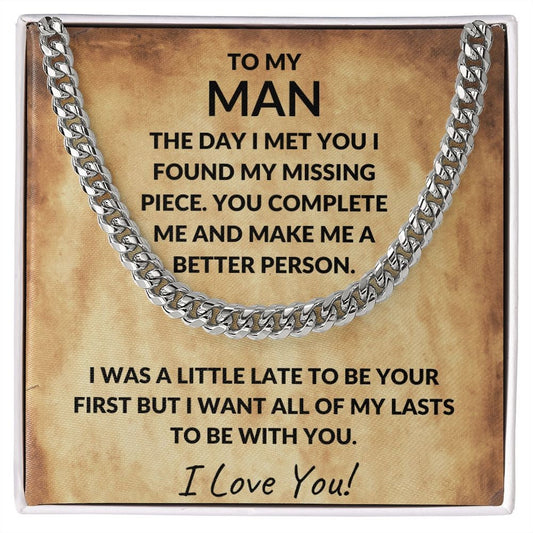 Cuban Link Chain Necklace for My Man - Anniversary Gifts for Boyfriend - Boyfriend Christmas Gift for Him - Boyfriend Valentines