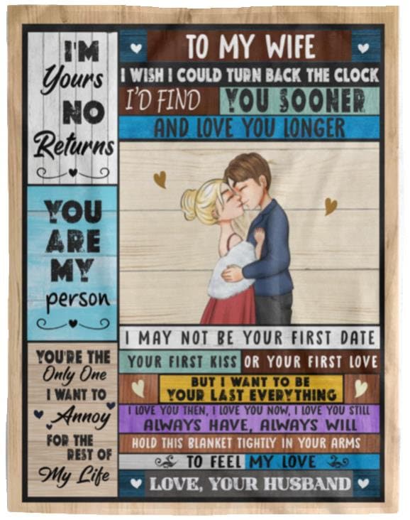 To My Wife - My Last Everything | Premium Plush Blanket, Queen, Throw, Fleece, Sherpa