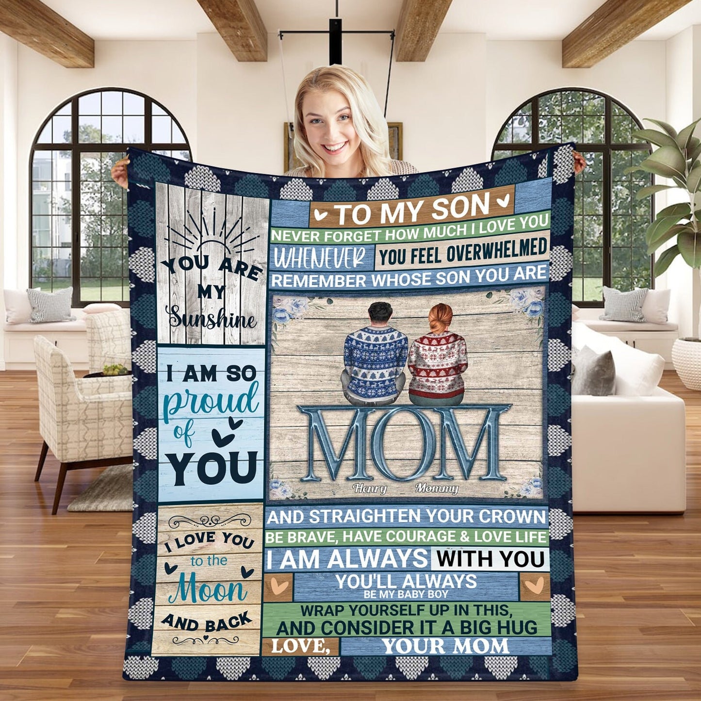 To My Son From Mom - So Proud of You | Premium Plush Blanket