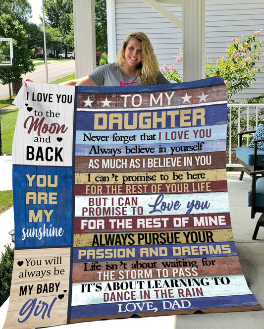 To My Daughter From Dad - Never Forget | Premium Plush Blanket