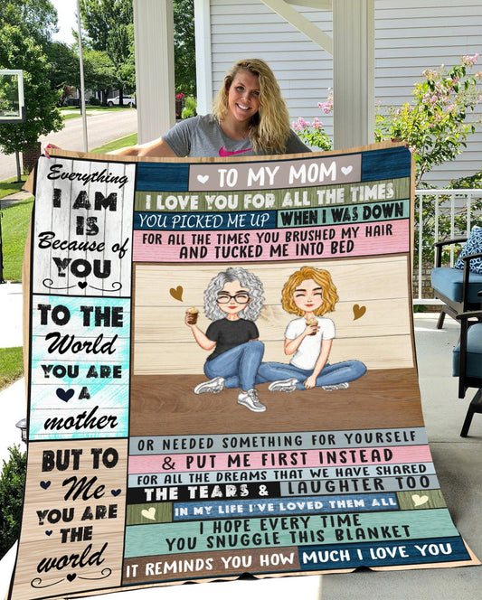 To My Mom - My World | Premium Plush Blanket