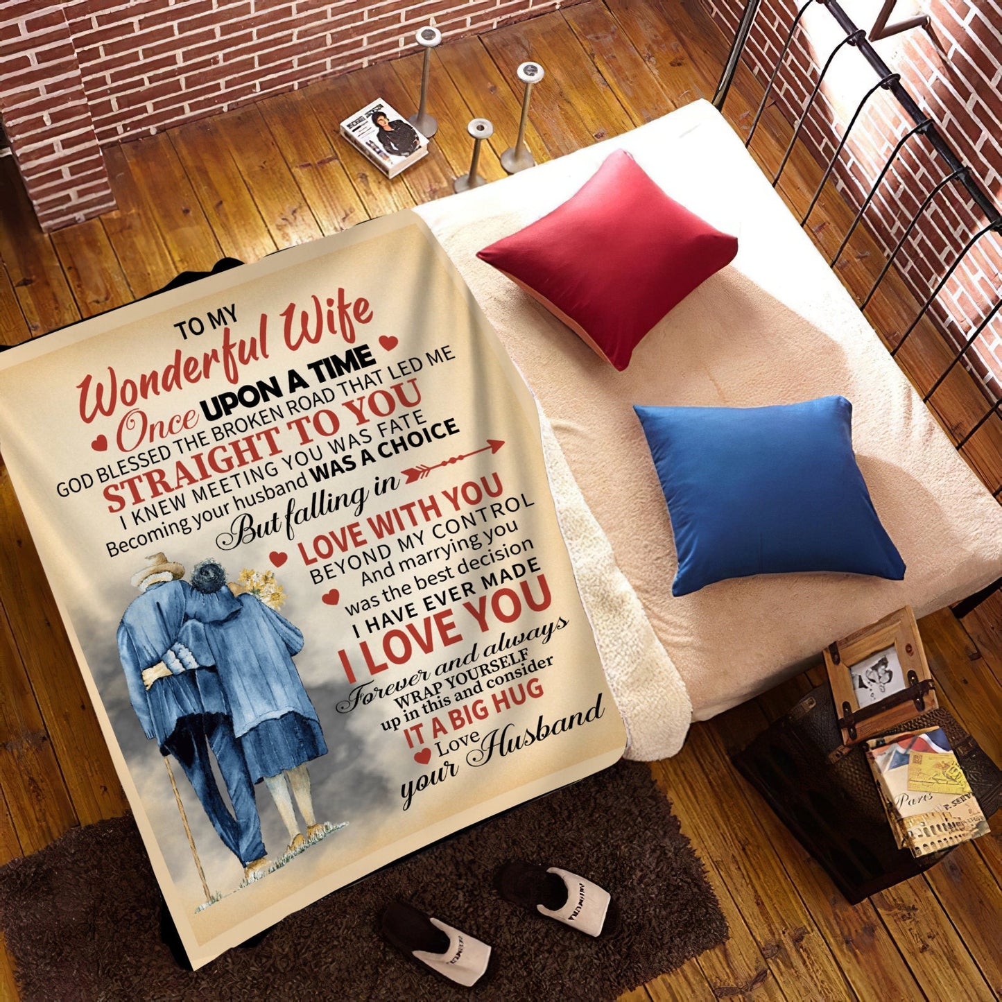 To My Wonderful Wife - Falling In Love | Premium Plush Blanket, Queen, Throw, Fleece, Sherpa