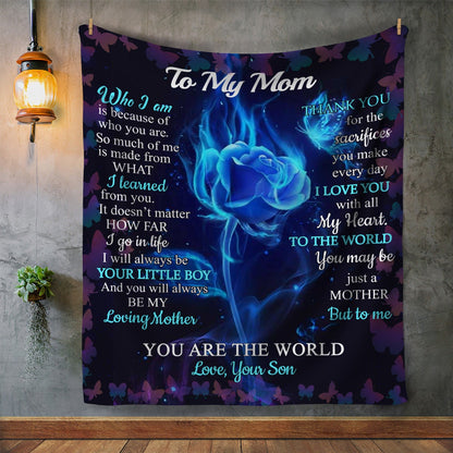 Mom - You Are My World | Premium Plush Blanket, Queen, Throw, Fleece, Sherpa