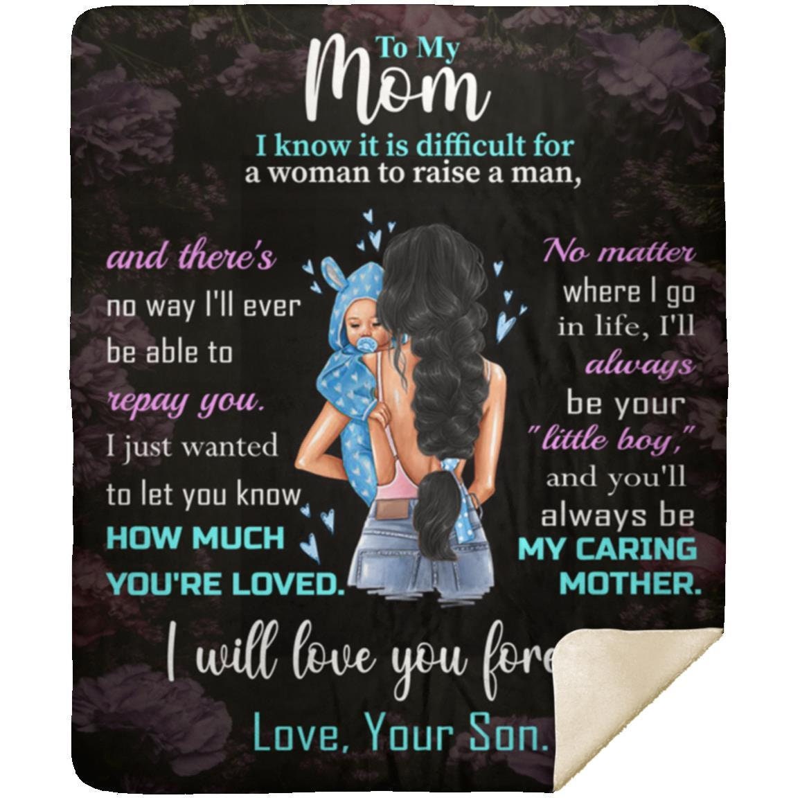 Mom - You Are Loved | Raven Hair | Premium Plush Blanket, Queen, Throw, Fleece, Sherpa