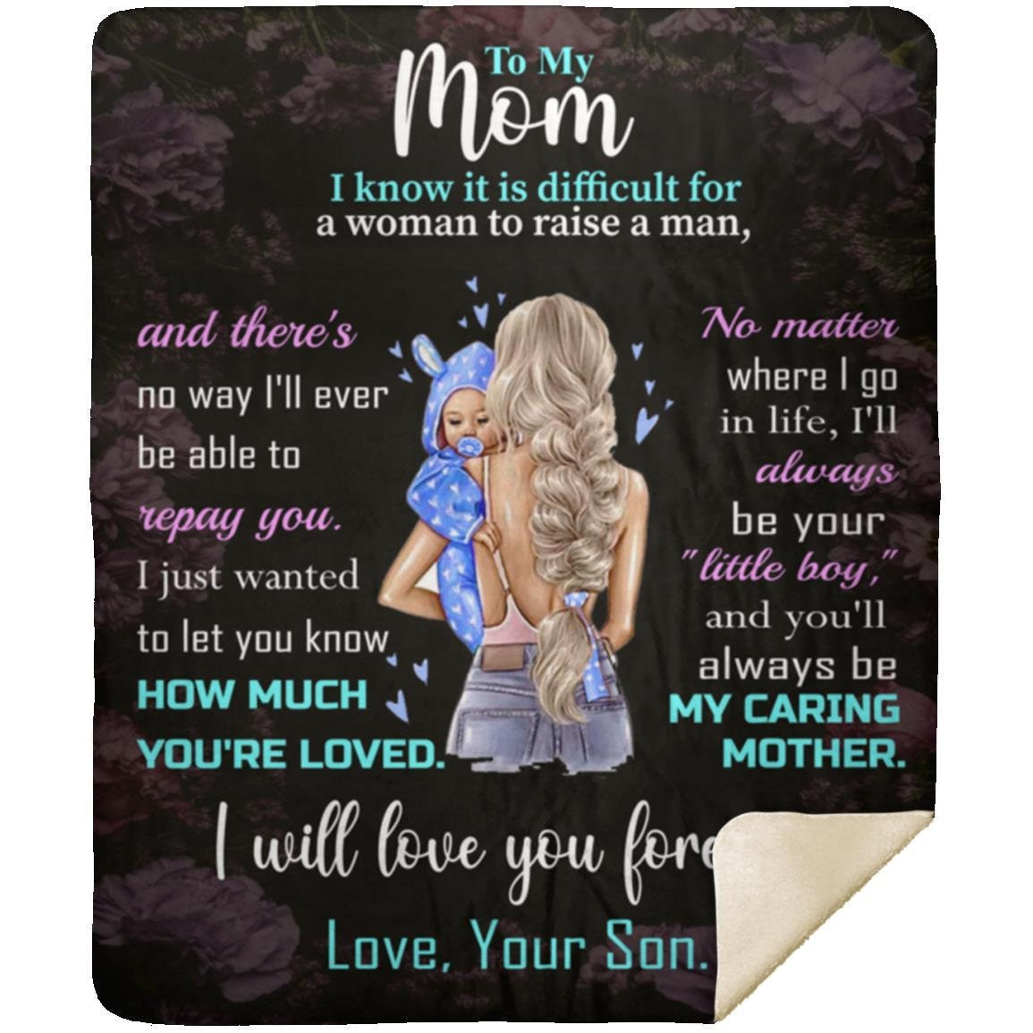 Mom - You Are Loved | Blonde Hair | Premium Plush Blanket, Queen, Throw, Fleece, Sherpa