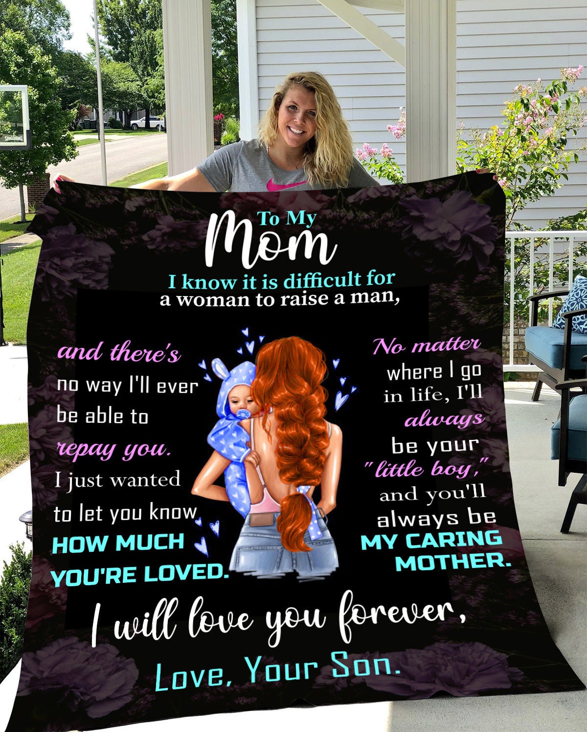 Mom - You Are Loved | Auburn Hair | Premium plush Blanket, Queen, Throw, Fleece, Sherpa
