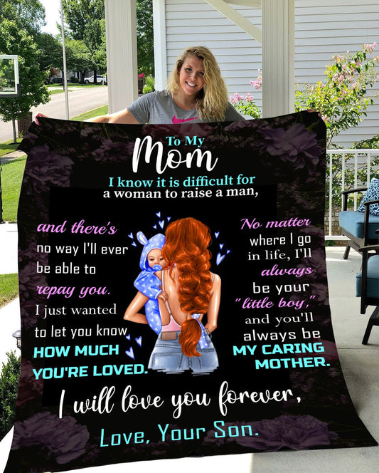 Mom - You Are Loved | Auburn Hair | Premium plush Blanket, Queen, Throw, Fleece, Sherpa