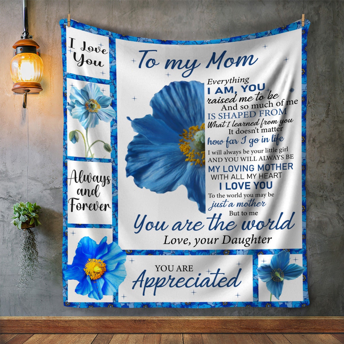 To My Mom - You Are The World | Premium Plush Blanket, From Daughter, Queen, Throw, Fleece, Sherpa
