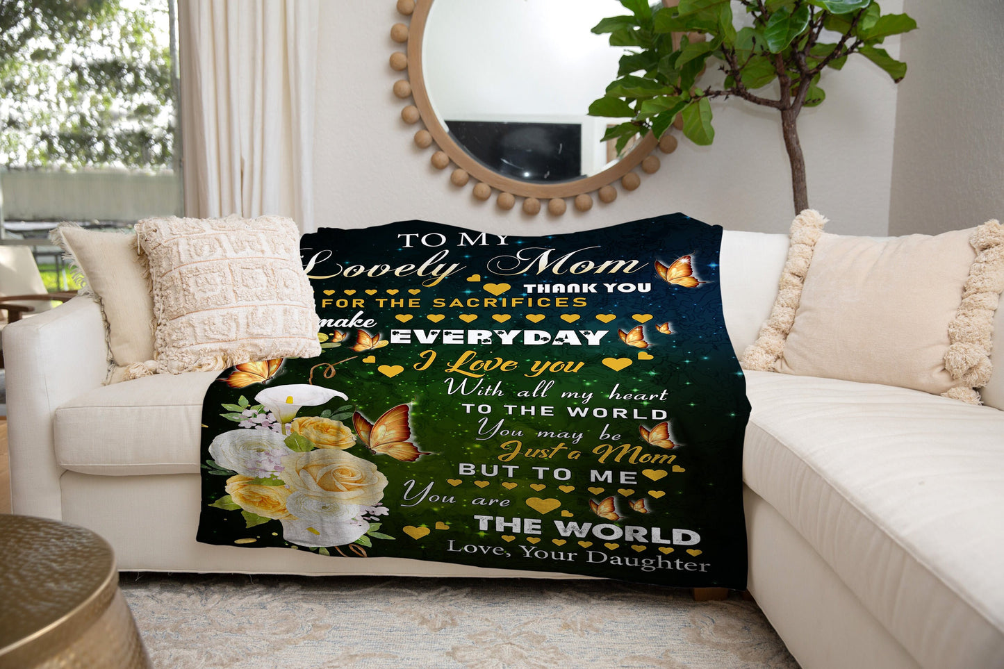 To My Lovely Mom - My World | Premium Plush Blanket, From Daughter, Queen, Throw, Fleece, Sherpa