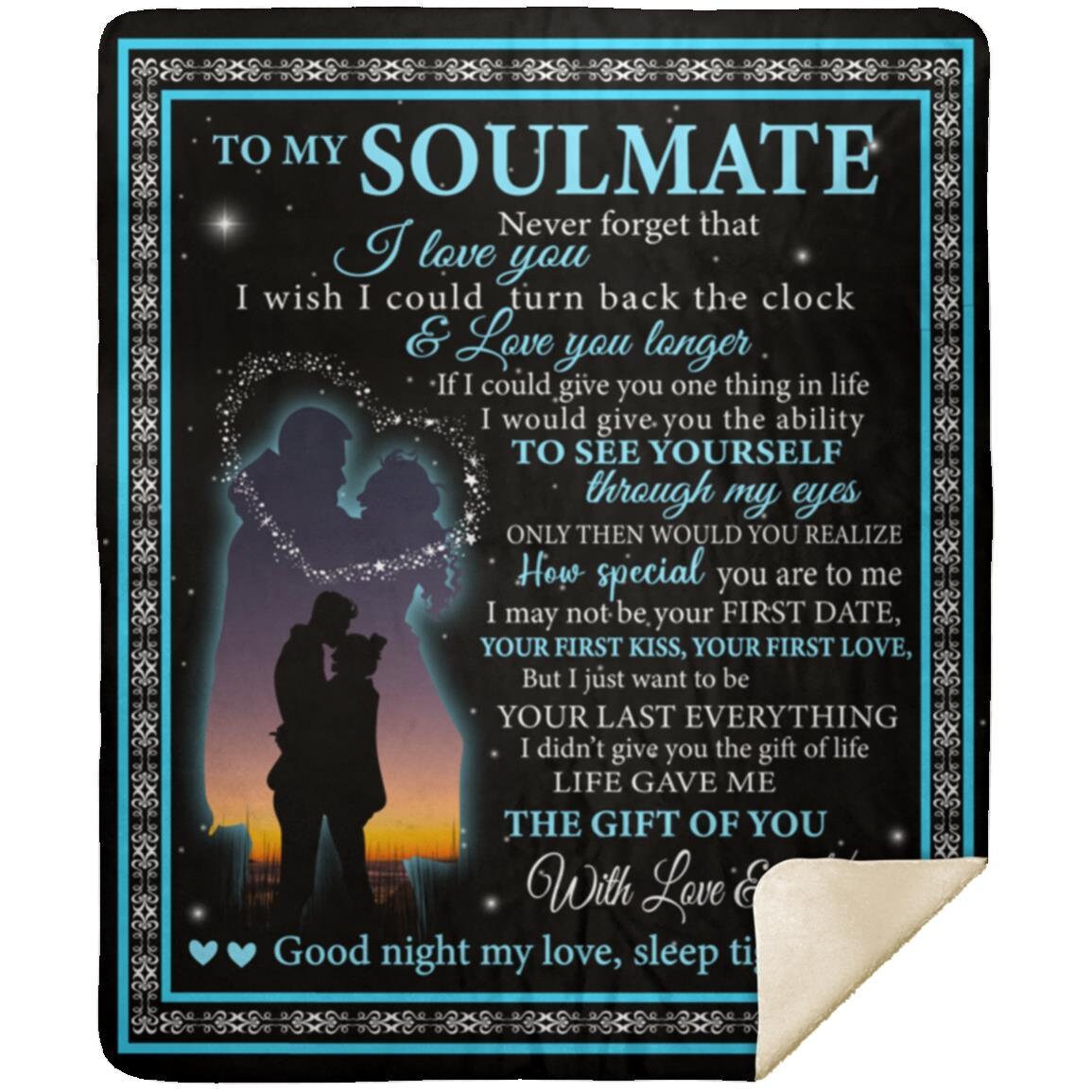 To My Soulmate - With Love & Kisses | Premium Plush Blanket