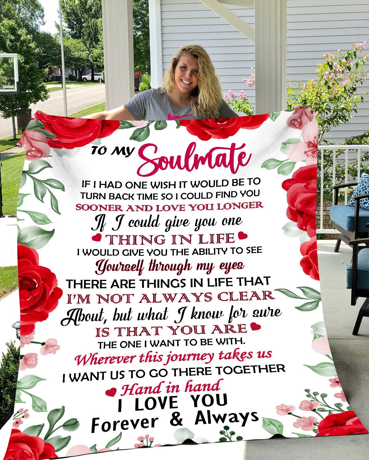 To My Soulmate - Hand in Hand | Premium Plush Blanket, Queen, Throw, Fleece, Sherpa
