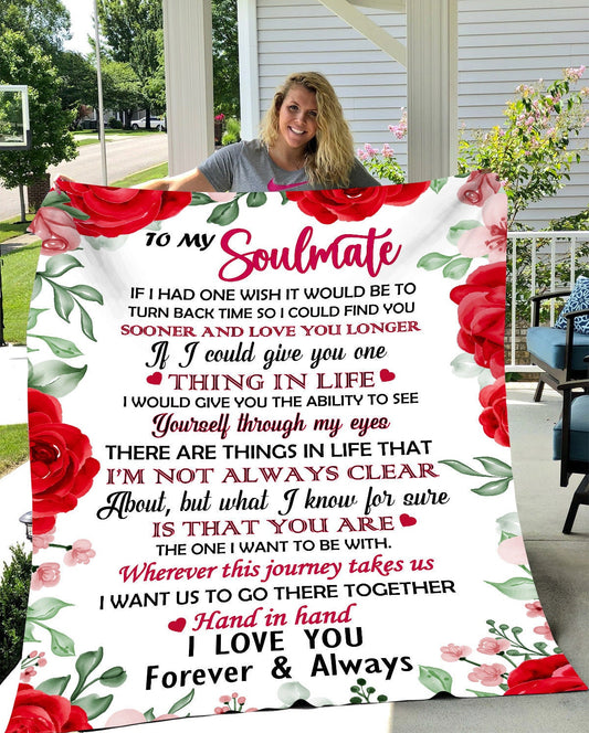 To My Soulmate - Hand in Hand | Premium Plush Blanket, Queen, Throw, Fleece, Sherpa