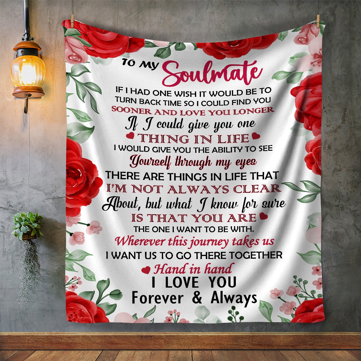 To My Soulmate - Hand in Hand | Premium Plush Blanket, Queen, Throw, Fleece, Sherpa