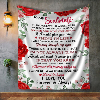 To My Soulmate - Hand in Hand | Premium Plush Blanket, Queen, Throw, Fleece, Sherpa