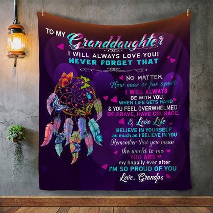 To My Granddaughter - Love Grandpa | Premium Plush Blanket