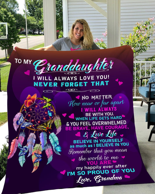 To My Granddaughter - Love Grandma | Premium Plush Blanket
