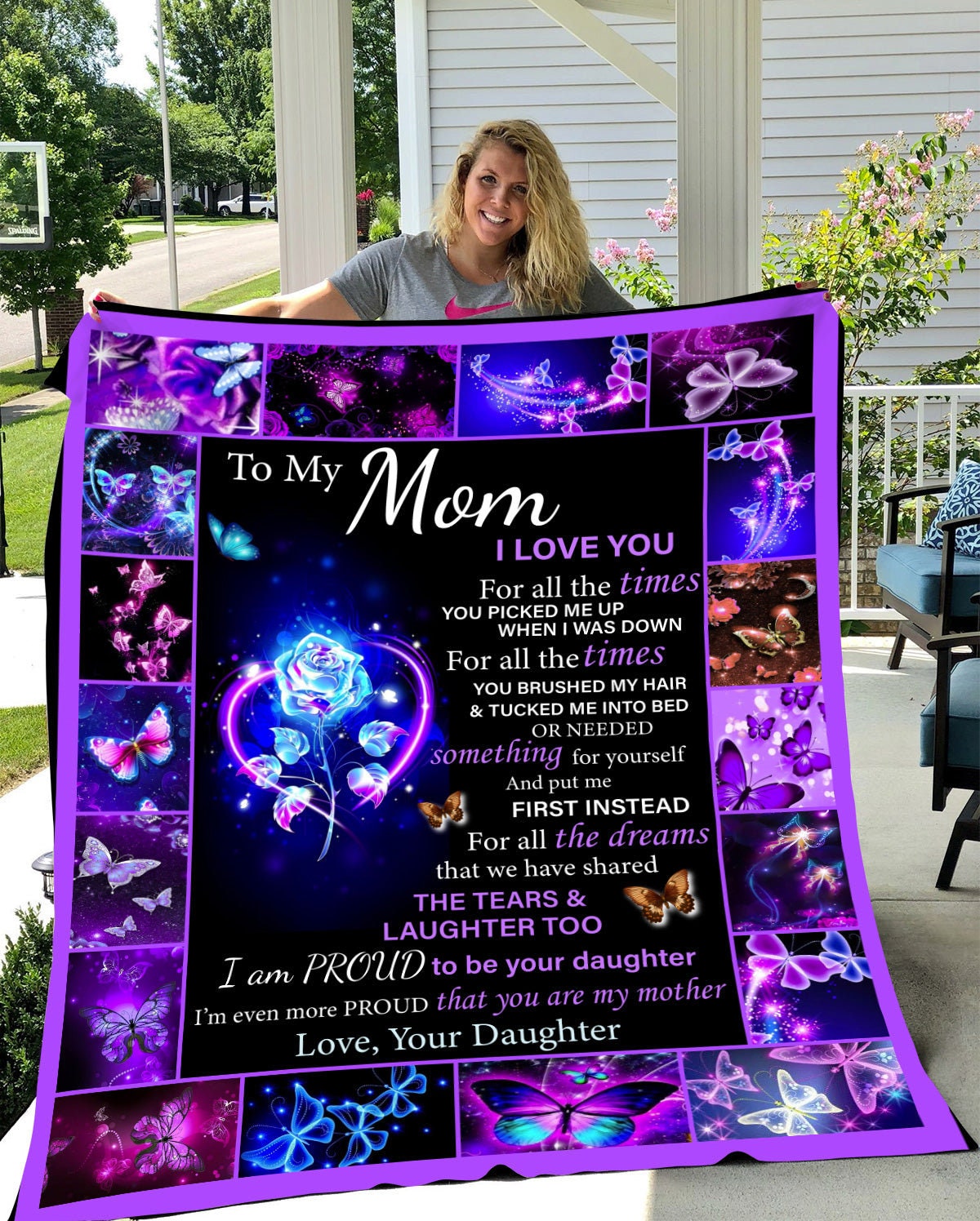 To My Mom - I Love You | Premium Plush Blanket, From Daughter, Queen, Throw, Fleece, Sherpa