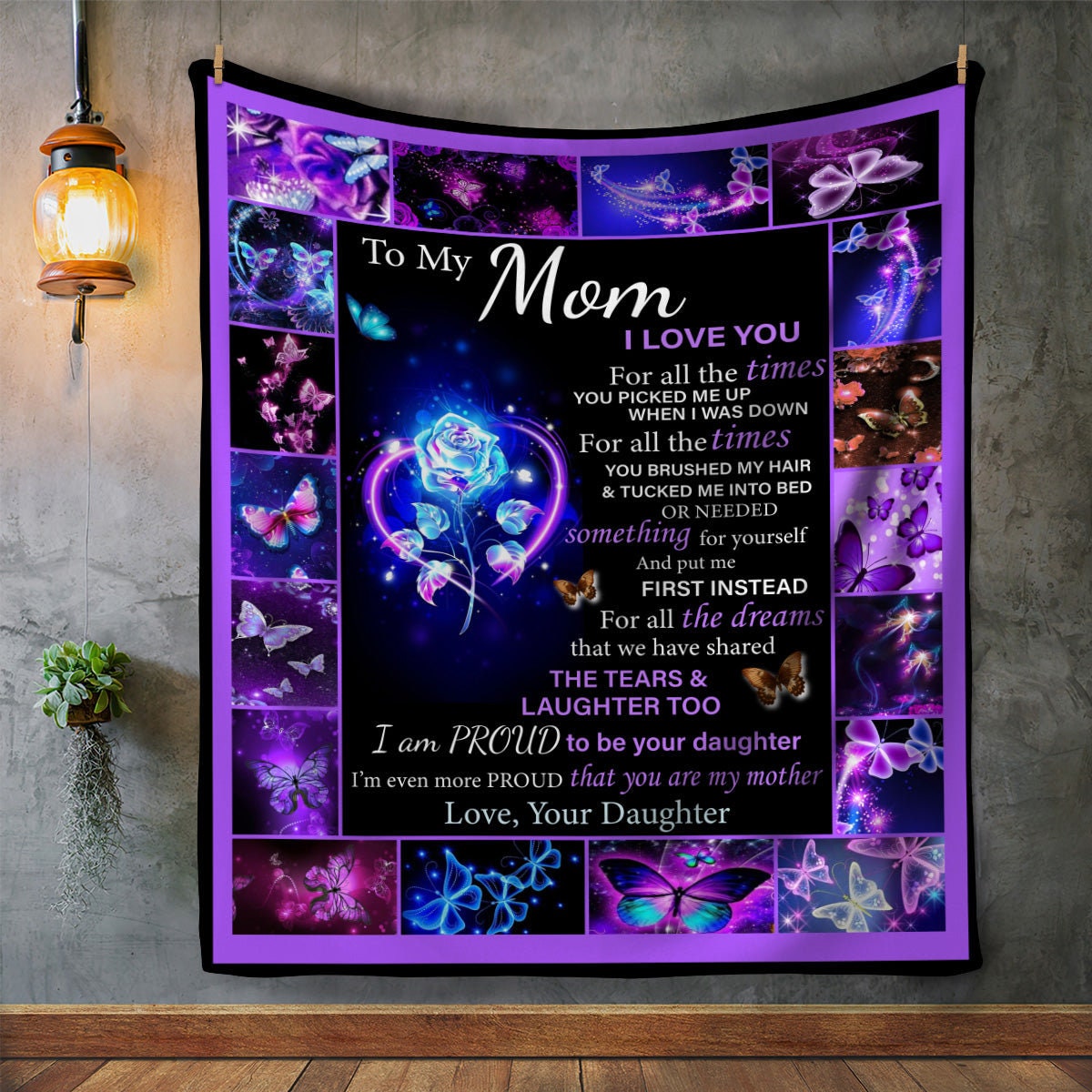 To My Mom - I Love You | Premium Plush Blanket, From Daughter, Queen, Throw, Fleece, Sherpa