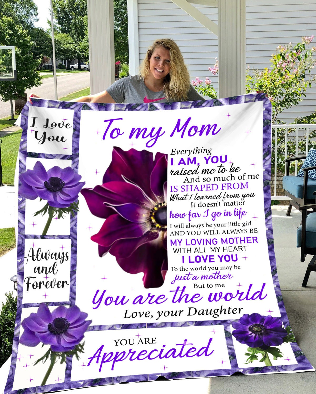 To My Loving Mother | Premium Plush Blanket, From Daughter, Queen, Throw, Fleece, Sherpa