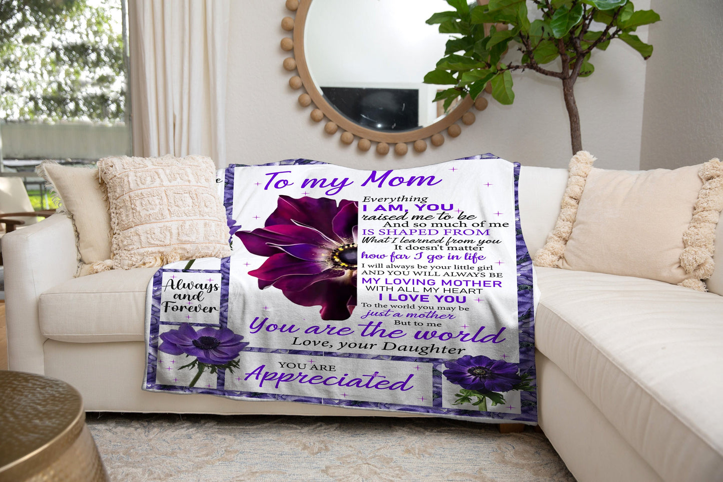 To My Loving Mother | Premium Plush Blanket, From Daughter, Queen, Throw, Fleece, Sherpa