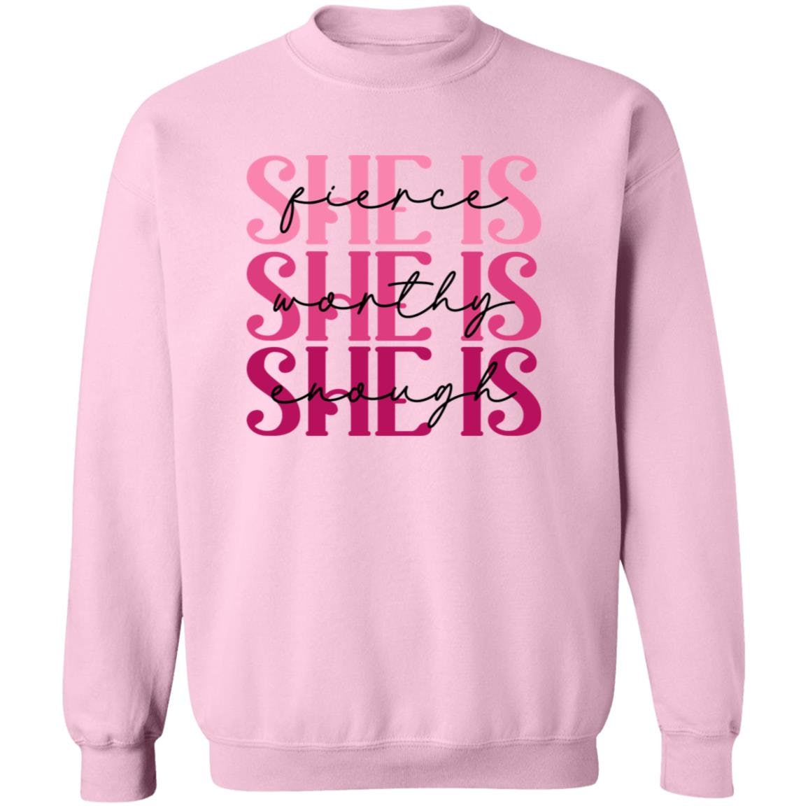 She Is Enough - Premium Graphic Unisex Sweatshirt, Breast Cancer Awareness