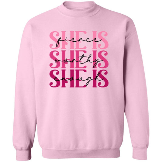 She Is Enough - Premium Graphic Unisex Sweatshirt, Breast Cancer Awareness