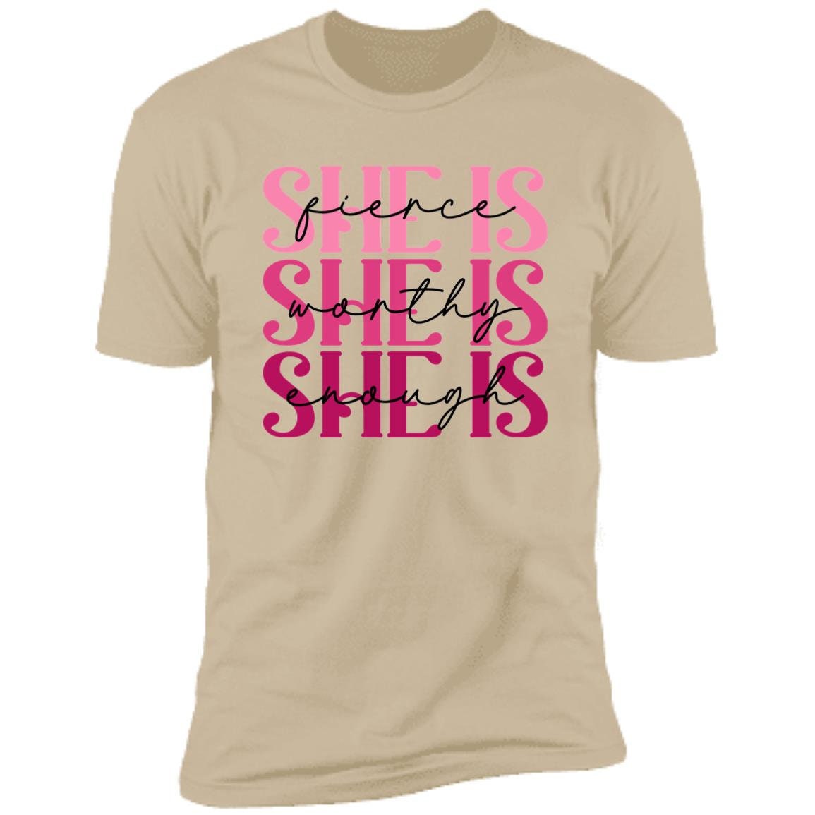 She Is Enough - Premium Graphic Tee Breast Cancer Awareness Unisex T-Shirt, Five Color Choices