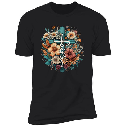 Faith Christian Cross - Premium Cotton Graphic Tee T-Shirt - Five Color Choices