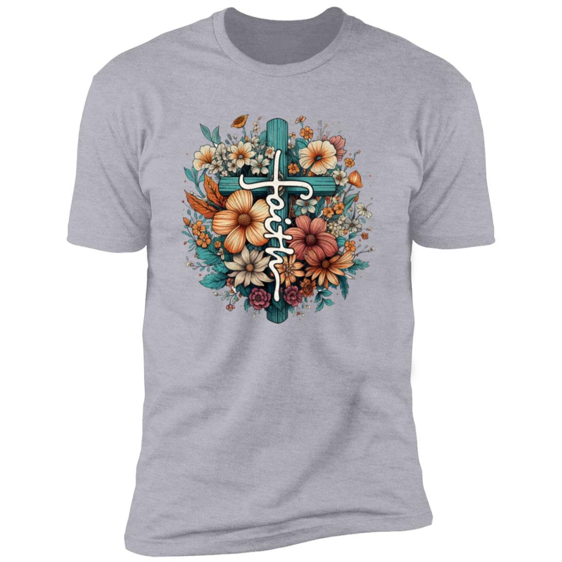 Faith Christian Cross - Premium Cotton Graphic Tee T-Shirt - Five Color Choices